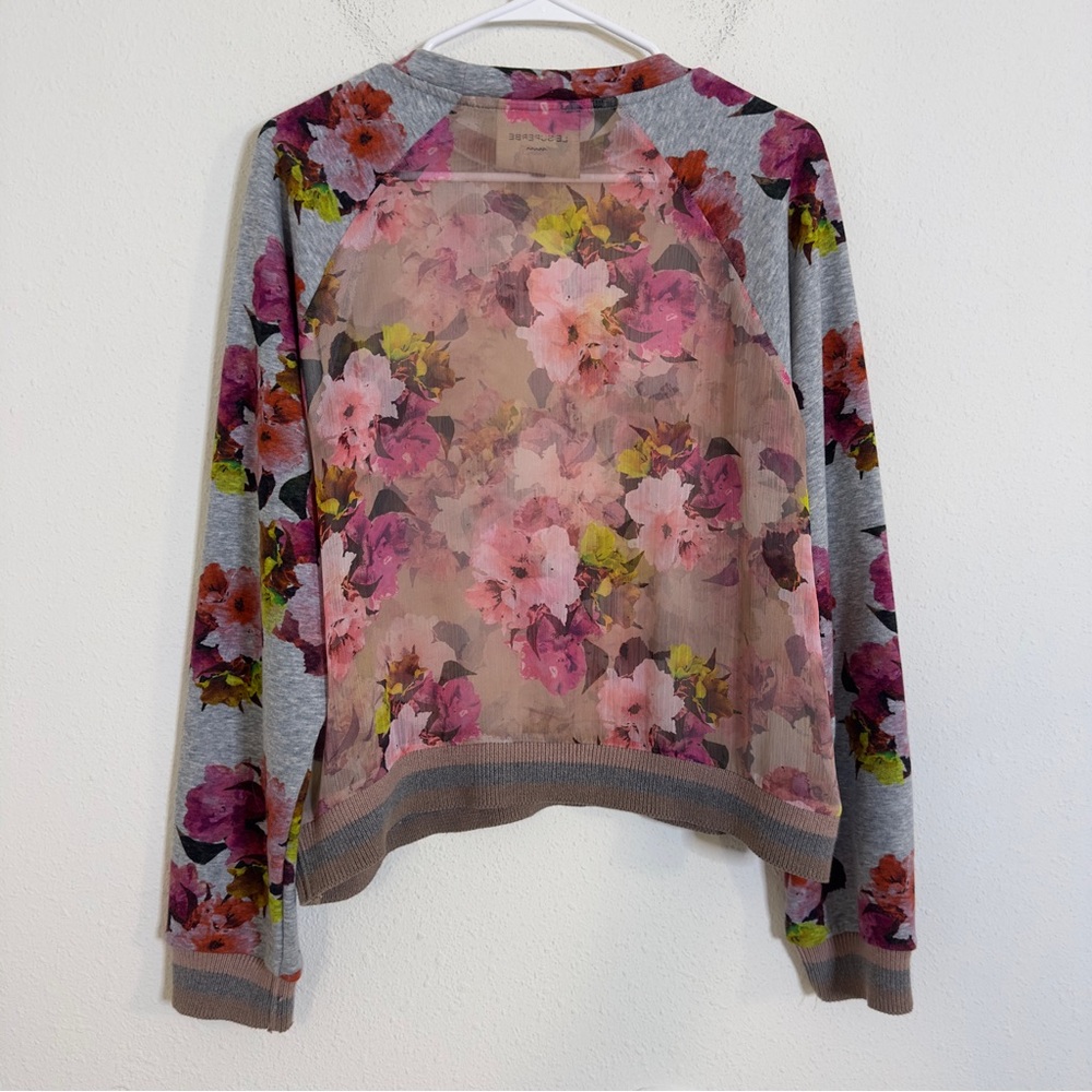 Le superbe floral knit long sleeve sheer pullover sweater - Picture 3 of 5